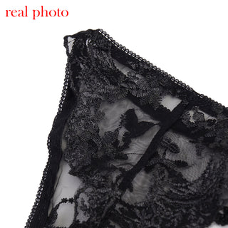 Ellolace Lace Lingerie Embroidery Women&#39;s Underwear Transparent Erotic Push Up Bra And Panty Set Black Fancy Garters Intimate