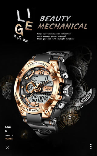 LIGE Digital Men Military Watch 50m Waterproof Wristwatch LED Quartz Clock Sport Watch Male Big Watches Men Relogios Masculino ALODIA STORE