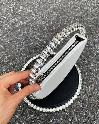 Luxury Colored Diamond Half Moon Women Purses and Handbags Evening Bag Serpentine Designer Party Clutch Bag Chic Wedding Bag