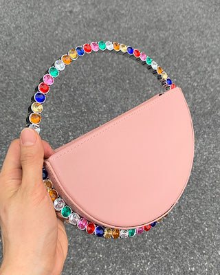 Luxury Colored Diamond Half Moon Women Purses and Handbags Evening Bag Serpentine Designer Party Clutch Bag Chic Wedding Bag