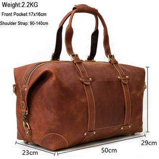 100% Genuine Crazy Horse Leather Men Travel Bags With Rivet Big HandBag For Male Cowhide Duffel Bag Mans Travelling Bag luxury