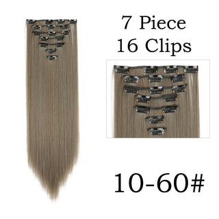 24Inchs 16 Clips in Hair Extensions Long Straight Hairstyle Synthetic Blonde Black Hairpieces Heat Resistant False Hair