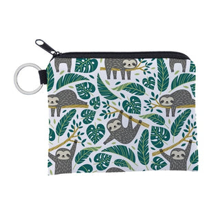 Jomtokoy Cute Sloth printing waterproof Purse Card Key Pouch Small Zipper Coin Purse Card Holder Mini square wallet