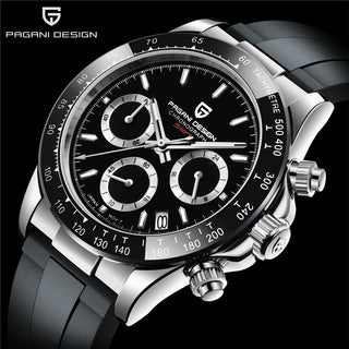 PAGANI DESIGN Top Brand New Rubber Strap Chronograph Watch Men Quartz Wristwatch Luxury Sapphire Glass Sports Watch Men Relogio