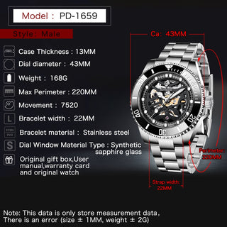 PAGANI DESIGN Stainless Steel Waterproof Mechanical Watch Top Brand Sapphire Glass Automatic Watch Luxury Business Men Watch