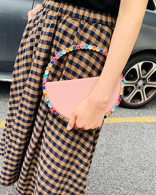 Luxury Colored Diamond Half Moon Women Purses and Handbags Evening Bag Serpentine Designer Party Clutch Bag Chic Wedding Bag