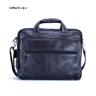 Large Men Leather Handbgs Male Genuine Leather Business Travel Brifcases Bag Men&#39;s 15.6 Inch Laptop Shoulder Bag Business A4 Bag