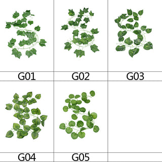 Guirnalda de fulles d'heura de vinya de flors artificials de glicines, flors de roses de seda, vinya de corda de vímet, flor d'arc de casament, decoració del jardí de la llar