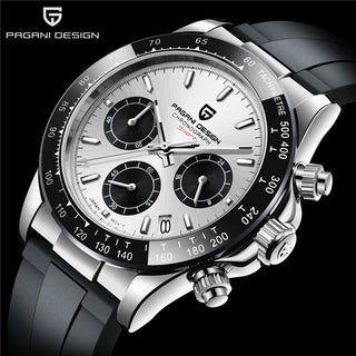 PAGANI DESIGN Top Brand New Rubber Strap Chronograph Watch Men Quartz Wristwatch Luxury Sapphire Glass Sports Watch Men Relogio