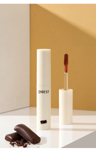 QIBEST Lip Gloss 8 Colors Nude Matte Chocolate Lipstick Waterproof Long Lasting Women Red Lip Tint Velvet Lip Glaze Cosmetics