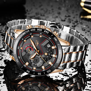 LIGE Men Watches Top Brand Luxury Stainless Steel Blue Waterproof Quartz Watch Men Fashion Chronograph Male Sport Military Watch