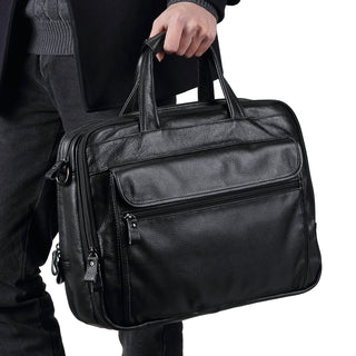 Large Men Leather Handbgs Male Genuine Leather Business Travel Brifcases Bag Men&#39;s 15.6 Inch Laptop Shoulder Bag Business A4 Bag