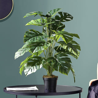 Plantes falses de 75 cm i 24 forquilles, branca d'arbre de monstera artificial gran, fulla de tortuga falsa de palmera tropical de plàstic per a la decoració de l'habitació del jardí de la llar