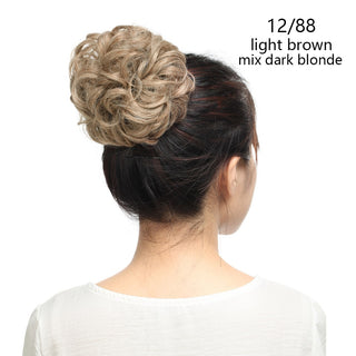 HAIRRO Synthetic Chignon Drawstring Scrunchies Elastic Band Hair Bun Straight Updo Hairpiece Synthetic Hair Natural Fake Hair