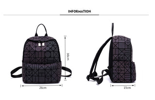 New Women Backpack Geometric Folding Bag Small Students School Bags For Teenage Girls Luminous Backpacks Hologram Daily Backpack