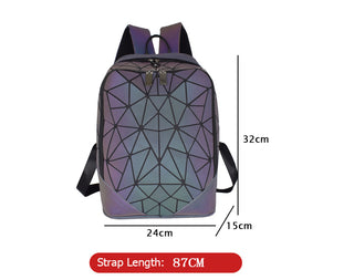 New Women Backpack Geometric Folding Bag Small Students School Bags For Teenage Girls Luminous Backpacks Hologram Daily Backpack