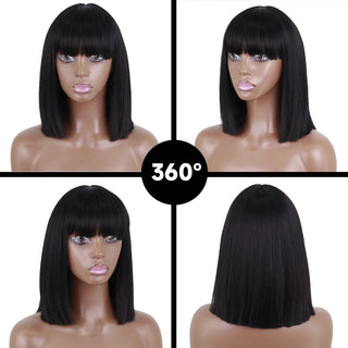 Short straight orange wig with bangs synthetic fiber wig African American white female cosplay/party/daily wig