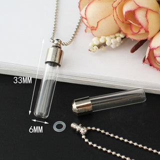 2PCS Glass Locket Urn Jewelry Cremation Jewelry Urn Necklace for Ashes Fillable vials Necklaces Blood Vial Necklace