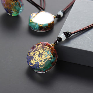 Natural Crystal Chakra Orgone Energy 7 Chakra Stones Pendant Energizing Necklace Absorbs Negative Energy Bring Lucky Necklace