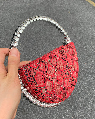 Luxury Colored Diamond Half Moon Women Purses and Handbags Evening Bag Serpentine Designer Party Clutch Bag Chic Wedding Bag