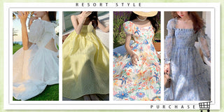 2023 Summer Lace Elegant Midi Dress Women Puff Sleeve Square Collar Boho Beach Floral Dress Female Party One Piece Dress Korean ALODIA STORE