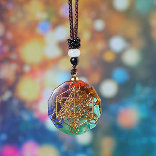 Natural Crystal Chakra Orgone Energy 7 Chakra Stones Pendant Energizing Necklace Absorbs Negative Energy Bring Lucky Necklace