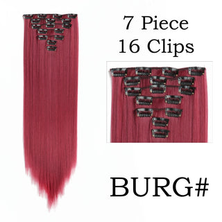 24Inchs 16 Clips in Hair Extensions Long Straight Hairstyle Synthetic Blonde Black Hairpieces Heat Resistant False Hair