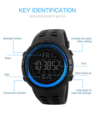 SKMEI Fashion Outdoor Sport Watch Men Multifunction Watches Alarm Clock Chrono 5Bar Waterproof Digital Watch reloj hombre 1251 ALODIA STORE