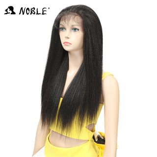 Noble Synthetic Lace Front Wig Long Kinky Straight Baby Hair 26 Inch Wigs For Black Women 0mbre wig Lace Front Synthetic Wigs