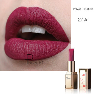 Pudaier Matte Lipstick Waterproof Lip Makeup 26 Colors Long Lasting Moisturizer Lip Tint Korean Black Velvet Nude Matte Lipstick