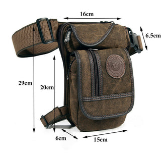 High Quality Men&#39;s Canvas Drop Leg Bag Military Motorcycle Multi-purpose Messenger Shoulder Bags Belt Hip Bum Waist Fanny Pack