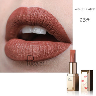 Pudaier Matte Lipstick Waterproof Lip Makeup 26 Colors Long Lasting Moisturizer Lip Tint Korean Black Velvet Nude Matte Lipstick