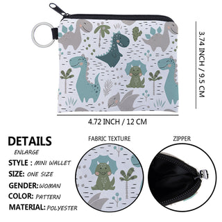 Cute dinosa printing waterproof Purse Card Key Pouch Small Zipper Coin Purse Card