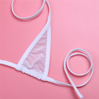 Women Lingerie Set Women's Sheer Extreme Bikini Halterneck Top and Tie Sides Micro Thong Sexy Holiday Summer Beach Bra Sets