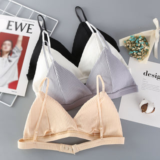 Sostén atractiu per a dona Lenceria sexy Copa triangular Bralettes de cotó roscats Brassie còmode roba interior femenina sense costures