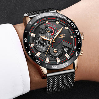 LIGE Men Watches Top Brand Luxury Stainless Steel Blue Waterproof Quartz Watch Men Fashion Chronograph Male Sport Military Watch