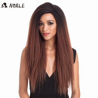 Noble Synthetic Lace Front Wig Long Kinky Straight Baby Hair 26 Inch Wigs For Black Women 0mbre wig Lace Front Synthetic Wigs