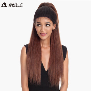 Noble Synthetic Lace Front Wig Long Kinky Straight Baby Hair 26 Inch Wigs For Black Women 0mbre wig Lace Front Synthetic Wigs