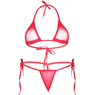 Women Lingerie Set Women's Sheer Extreme Bikini Halterneck Top and Tie Sides Micro Thong Sexy Holiday Summer Beach Bra Sets