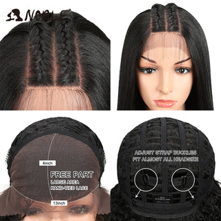 Noble Synthetic Lace Front Wig Long Kinky Straight Baby Hair 26 Inch Wigs For Black Women 0mbre wig Lace Front Synthetic Wigs