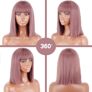 Short straight orange wig with bangs synthetic fiber wig African American white female cosplay/party/daily wig