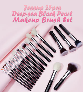 Jessup 25pcs Professional Makeup Brushes Set Natural