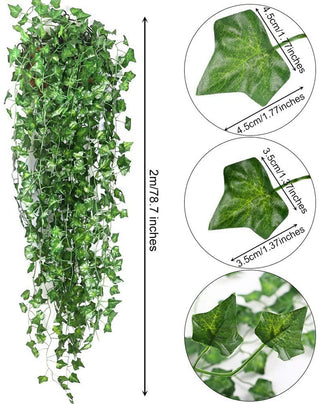 1 unitats de 210 cm de seda verda, guirnalda de Nadal artificial, plantes, fulles de vinya, bricolatge, casament, casament, bany, decoració del jardí