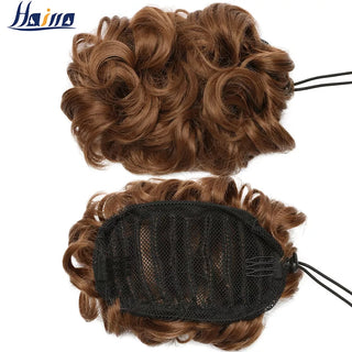 HAIRRO Moño sintètic amb cordó Scrunchies Banda elàstica per als cabells Moño recte Updo Perruca sintètica pèl falso natural