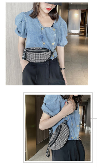 JIEROTYX Fashion Rhinestones Women waist bag