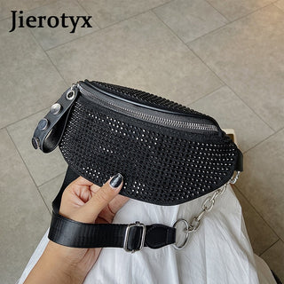 JIEROTYX Fashion Rhinestones Women waist bag