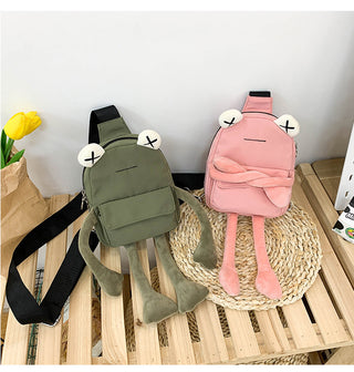 Personality Girl Small Bag Cartoon Cute Frog Bag Casual Messenger Bag Chest Bag Unisex Shoulder Crossbody Bag Nylon Women Bag