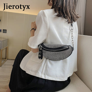 JIEROTYX Fashion Rhinestones Women waist bag