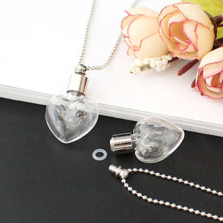 2PCS Glass Locket Urn Jewelry Cremation Jewelry Urn Necklace for Ashes Fillable vials Necklaces Blood Vial Necklace