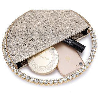 Luxury Colored Diamond Half Moon Women Purses and Handbags Evening Bag Serpentine Designer Party Clutch Bag Chic Wedding Bag